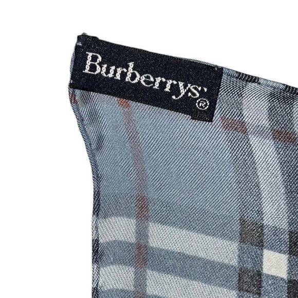 BURBERRYS PRORSUM Logo Blue x Brown Silk Scarf - Picture 10 of 16